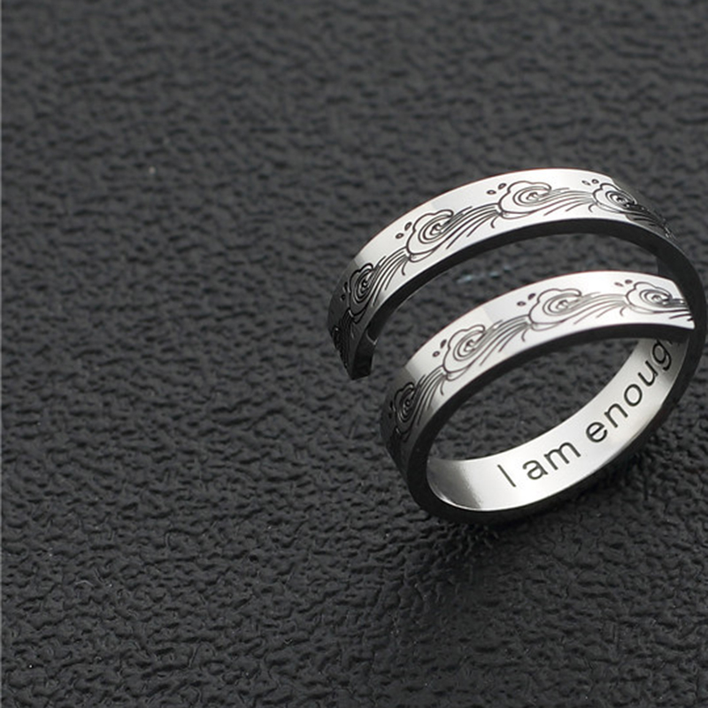 316L Stainless Steel Cuff Finger Ring, Each custom text must be less than 10 letters & fashion jewelry & for woman, original color, 4.5x1.5mm,92mm, Sold By PC