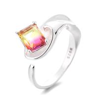 Sterling Silver Finger Ring, 925 Sterling Silver, with Glass Stone, bright silver color plated, fashion jewelry & for woman 11mm 