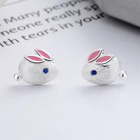 Sterling Silver Stud Earring, 925 Sterling Silver, Rabbit, bright silver color plated, fashion jewelry & for woman & epoxy gel, 9mm [