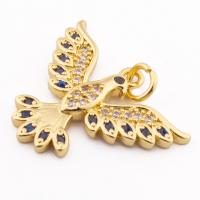 Cubic Zirconia Micro Pave Brass Pendant, Phoenix, high quality gold color plated, DIY & micro pave cubic zirconia Approx 3mm [