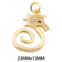 Cubic Zirconia Micro Pave Brass Pendant, Seahorse, high quality gold color plated, DIY & micro pave cubic zirconia Approx 3mm [