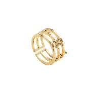 Латунное кольцо с стразами, Латунь, ювелирные изделия моды & Женский & со стразами, Золотой, продается PC