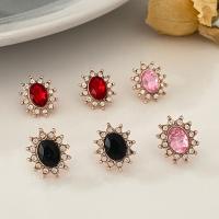 Zinc Alloy Stud Earring, micro pave cubic zirconia & for woman, rose gold color, 14mm [