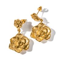 Edelstahl Tropfen Ohrring, 304 Edelstahl, Rose, 18K vergoldet, Modeschmuck & für Frau, goldfarben, 34.2x20.8mm, verkauft von Paar[