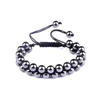 Magnetic Hematite Bracelets, with Nylon Cord, Double Layer & Adjustable & Unisex Approx 7.09 Inch [