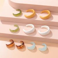 Resin Zinc Alloy Earring, with Resin, silver color plated, fashion jewelry & for woman [