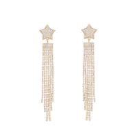 Fashion Fringe Earrings, Brass, Star, plated, fashion jewelry & micro pave cubic zirconia & for woman 