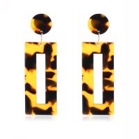 Acrylic Drop Earring, Zinc Alloy, with Acrylic, Square, gold color plated, fashion jewelry & for woman, amber [
