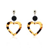 Acrylic Drop Earring, Zinc Alloy, with Acrylic, Heart, gold color plated, fashion jewelry & for woman 