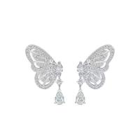 Rhinestone Brass Drop Earring, Copper Alloy, Butterfly, gold color plated, fashion jewelry & for woman & with rhinestone 
