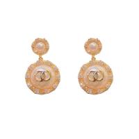 Cubic Zirconia Micro Pave Brass Earring, Copper Alloy, with Plastic Pearl, gold color plated, fashion jewelry & micro pave cubic zirconia & for woman 