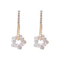 Cubic Zirconia Micro Pave Brass Earring, Copper Alloy, Star, gold color plated, fashion jewelry & micro pave cubic zirconia & for woman [