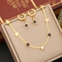 Fashion Stainless Steel Jewelry Sets, 304 Stainless Steel, Star, gold color plated & for woman & enamel [