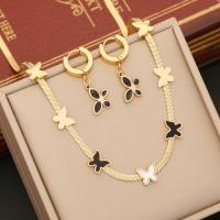 Enamel Stainless Steel Jewelry Sets, 304 Stainless Steel, Butterfly, gold color plated & for woman 
