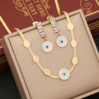 Evil Eye Jewelry Set, 304 Stainless Steel, gold color plated & for woman & enamel & with rhinestone [