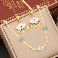 Evil Eye Jewelry Set, 304 Stainless Steel, with Resin, gold color plated & for woman & enamel [