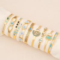 Stainless Steel Chain Bracelets, 304 Stainless Steel, gold color plated & for woman & enamel & with rhinestone, Inner Approx 