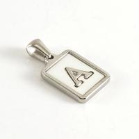 White Shell Pendants, Titanium Steel, with White Shell, Geometrical Pattern, DIY & with letter pattern, original color [