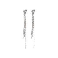 Fashion Fringe Earrings, Brass, fashion jewelry & micro pave cubic zirconia & for woman, silver color 