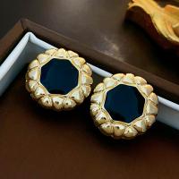 Enamel Zinc Alloy Stud Earring, fashion jewelry & for woman, golden 