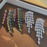 Fashion Fringe Boucles d'oreilles, laiton, bijoux de mode & pavé de micro zircon & pour femme, plus de couleurs à choisir Vendu par paire