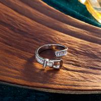 Zircon pavent l'anneau en laiton de doigt, bijoux de mode & pavé de micro zircon & pour femme, argent Vendu par PC[