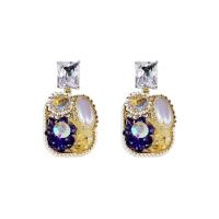 Zinc Alloy Rhinestone Stud Earring, with Crystal, fashion jewelry & micro pave cubic zirconia & for woman & with rhinestone 