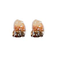Boucle d'oreille de bijoux en cristal, alliage de zinc, avec cristal & perle de plastique, bijoux de mode & pour femme Vendu par paire