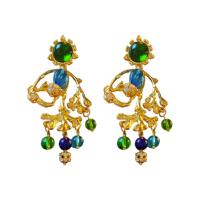Zinc Alloy Rhinestone Drop Earring, with Acrylic, fashion jewelry & for woman & with rhinestone, golden [