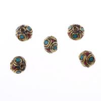 Brass Spacer Beads, with Clay, gold color plated, vintage & DIY, mixed colors [