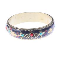 Brass Bangle, antique brass color plated, vintage & folk style & for woman & enamel, mixed colors, 17mm, Inner Approx 65mm [