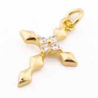 Cubic Zirconia Micro Pave Brass Pendant, Cross, high quality gold color plated, DIY & micro pave cubic zirconia Approx 3mm 