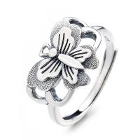 Sterling Silver Finger Ring, 925 Sterling Silver, Butterfly, Antique finish, fashion jewelry & for woman, 12mm 