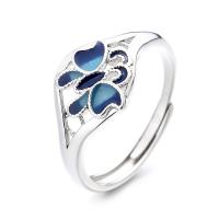 Sterling Silver Finger Ring, 925 Sterling Silver, Butterfly, Antique finish, fashion jewelry & for woman & enamel, 10.8mm 