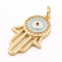 Fashion Evil Eye Pendant, Brass, real gold plated, DIY & micro pave cubic zirconia Approx 3mm [