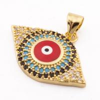 Fashion Evil Eye Pendant, Brass, high quality gold color plated, DIY & micro pave cubic zirconia Approx 3mm 