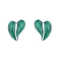Sterling Silver Stud Earring, 925 Sterling Silver, Leaf, Antique finish, fashion jewelry & for woman & enamel, 9mm [