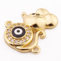 Evil Eye Jewelry Connector, Brass, high quality gold color plated, DIY & micro pave cubic zirconia Approx 1mm [