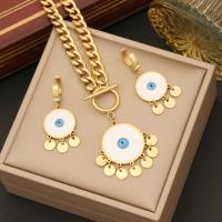 Evil Eye Jewelry Set, 316 Stainless Steel, fashion jewelry & for woman & enamel Approx 17.72 Inch [