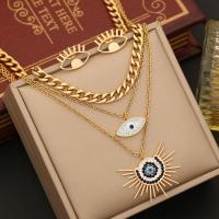 Evil Eye Jewelry Set, 316 Stainless Steel, with 1.97inch extender chain, plated, fashion jewelry & for woman & with rhinestone Approx 15.75 Inch [