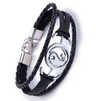 PU Leather Cord Bracelets, Zinc Alloy, with leather cord, fashion jewelry & Unisex Approx 8.27 Inch 