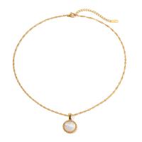 Stainless Steel Jewelry Necklace, 304 Stainless Steel, with Shell, with 2.17inch extender chain, 18K gold plated, fashion jewelry & for woman, golden, 25.2mm Approx 16.54 Inch [