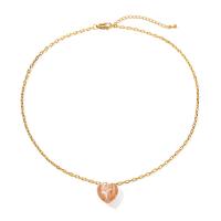 Stainless Steel Jewelry Necklace, 304 Stainless Steel, with Lampwork, with 2.17inch extender chain, Heart, 18K gold plated, fashion jewelry & for woman, golden, 15.5mm Approx 16.34 Inch 