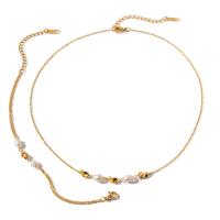 Fashion Stainless Steel Jewelry Sets, 304 Stainless Steel, with Plastic Pearl, 18K gold plated, fashion jewelry & for woman, golden 
