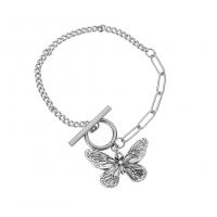 Stainless Steel Charm Bracelet, 304 Stainless Steel, Butterfly, fashion jewelry & for woman, original color Approx 6.3 Inch 
