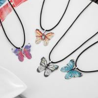 Zinc Alloy Necklace, with Wax Cord, with 1.97inch extender chain, Butterfly, plated, fashion jewelry & for woman Approx 17.32 Inch [