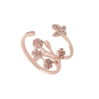 Zircon pavent l'anneau en laiton de doigt, bijoux de mode & pavé de micro zircon & pour femme, couleur or rose, Vendu par PC[