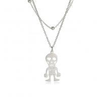 Stainless Steel Jewelry Necklace, 304 Stainless Steel, with 5cm extender chain, Skull, Vacuum Ion Plating, fashion jewelry & Unisex & hollow cm [