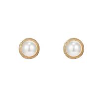 Brass Stud Earring, Copper Alloy, with Plastic Pearl, Round, real gold plated, fashion jewelry & for woman [