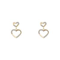 Cubic Zirconia Micro Pave Brass Earring, Copper Alloy, Heart, real gold plated, fashion jewelry & micro pave cubic zirconia & for woman [